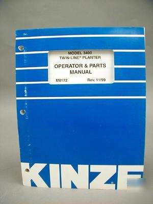 Kinze operator & parts manual model 3400 twin planter