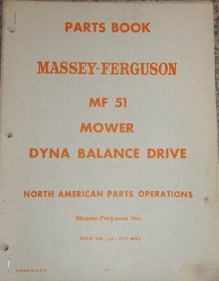 Massey ferguson mf 51 dyna balance mower parts book