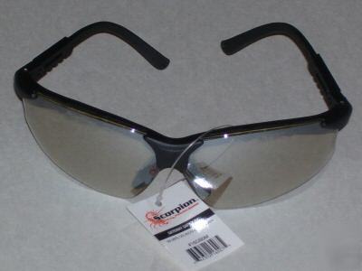 Scorpion safety glasses clear mirror lens - black frame