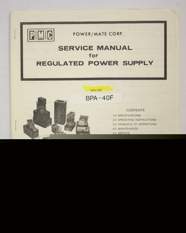 Power mate corp bp-40F power supply service manual