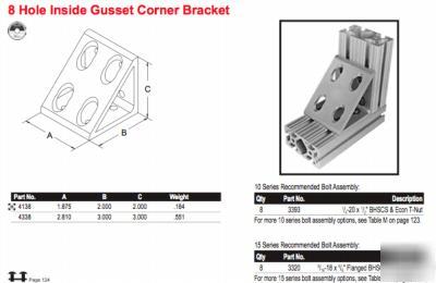 2 (#4338)8-hole in. gusset corner brackets (80/20 inc)