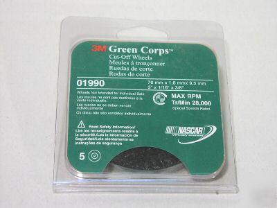 3M 01990 green corps cut off wheel 5 discs 3