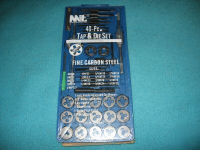 New mit 40-pc. sae fine carbon steel tap & die set