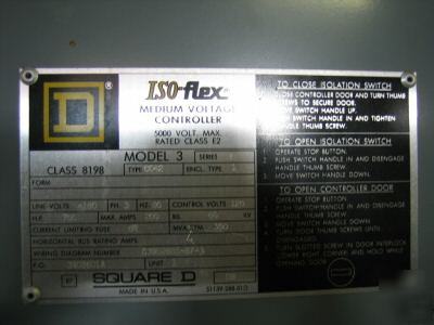 Square d iso-flex medium voltage isolation switch 8198