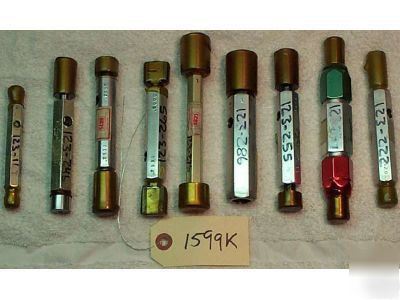 Nine(9) d.e. plug gages, .3750-55 to 1.0030