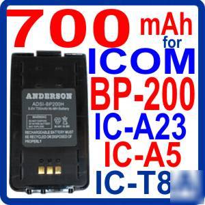 Battery for icom ic-A23 A5 ic-T8A T81A BP200 bp-200 lg