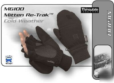 Hatch re-trak mittens -converts half finger gloves lg
