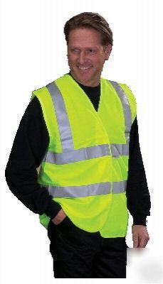 Hi vis viz 2 bands yellow vest jacket waistcoat -medium