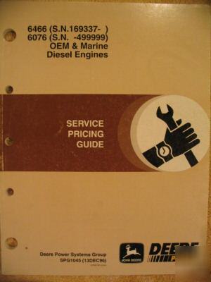 John deere 6466 6076 engine service pricing manual