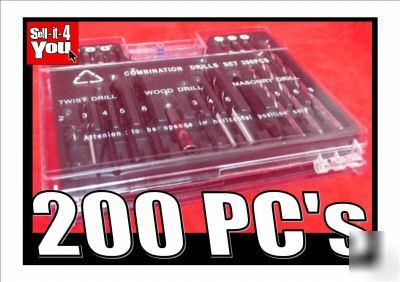 New 200 pcs combination drill & screw driver set & case 