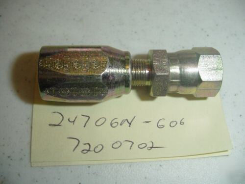 Qty 1 ** weatherhead 24706N-606 fitting for # 6 hose