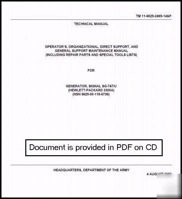 Agilent hp 3300A generator operation & service manual