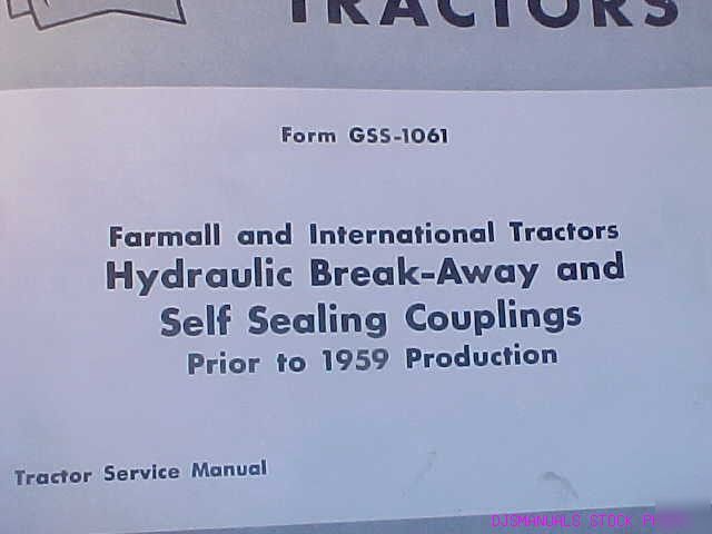 Ih tractor hydraulic break away couplers service manual