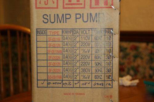 Sump pump 1/2 hp 58 gpm 2