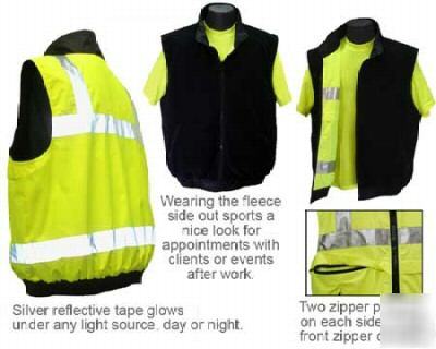 Hi-viz class ii lime green reversible vest - 3XLG