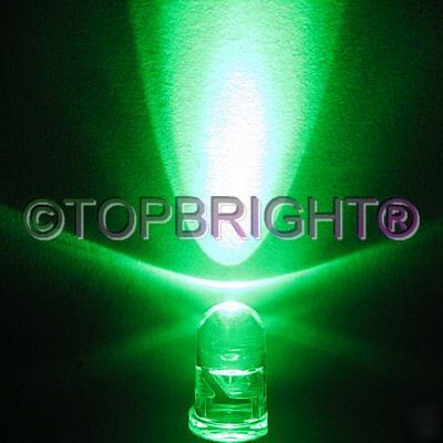 New 50 pcs megabright green led 5MM 28,000MCD free r&sh