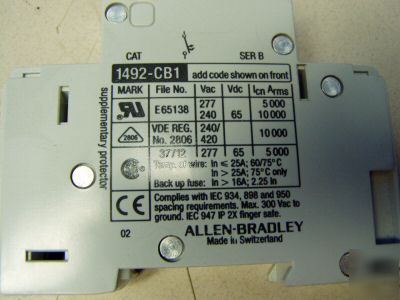 Allen bradley 1A circuit breaker m/n 1492-CB1G010 -used