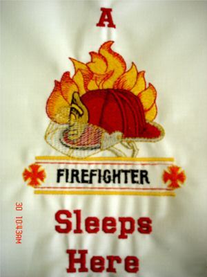 Personalized embroidered firefighter pillowcase fire
