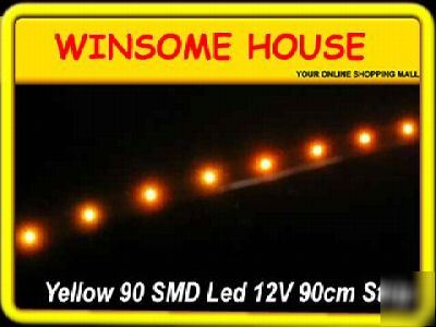 *brightest*12V yellow 90 led flexible car smd led strip