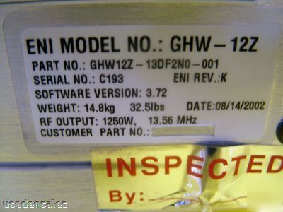 Eni genesis ghw-12Z rf generator 1250W