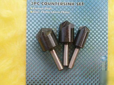 3 piece counter sink carbon steel set :drills /woodwork