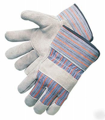 72 prs men's split cowhide leather palm work gloves lg