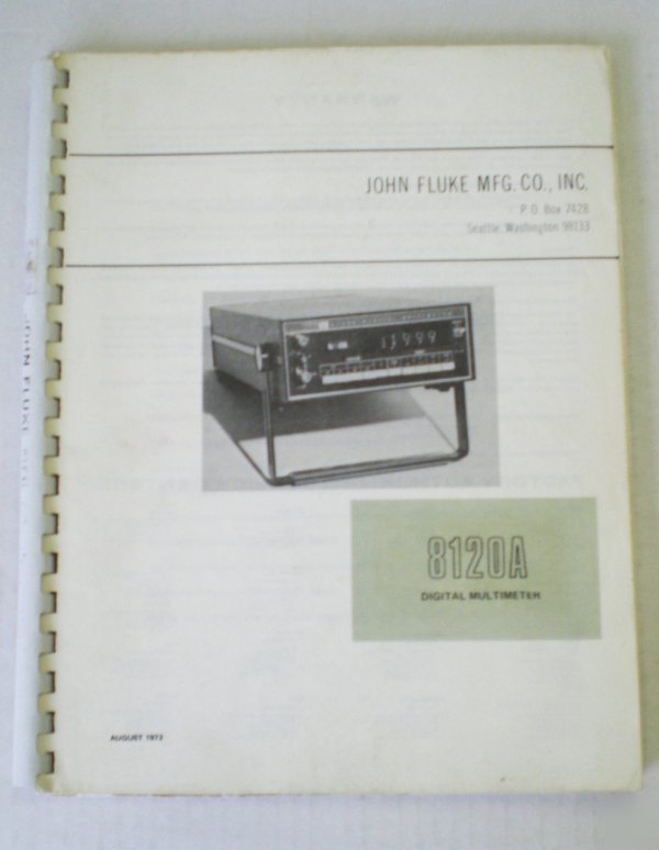 Fluke manual 8120A digital multimeter Â©1972
