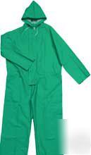 Green waterproof pvc hooded coverall - size lge
