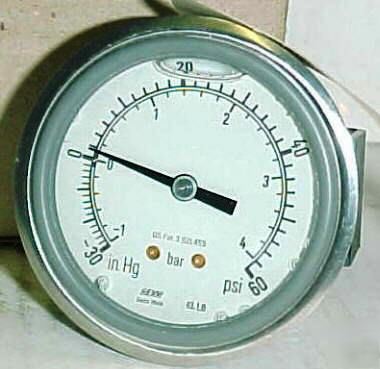 Haenni pressure vacuum gauge -30 / 60 psi 2-1/2