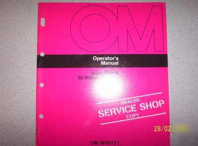 John deere model 66 series lawn tractor ops manual