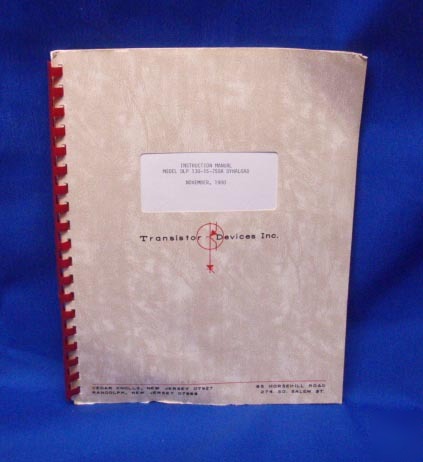 Transistor devices dlp 130-15-750A manual w/schematics